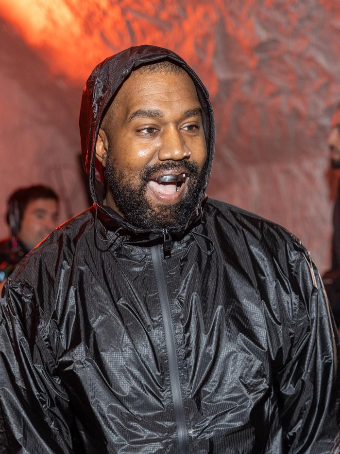 MILAN, ITALY - FEBRUARY 23: Kanye West attends the Marni fashion show during the Milan Fashion Week Womenswear Fall/Winter 2024-2025 on February 23, 2024 in Milan, Italy. (Photo by Arnold Jerocki/Getty Images)