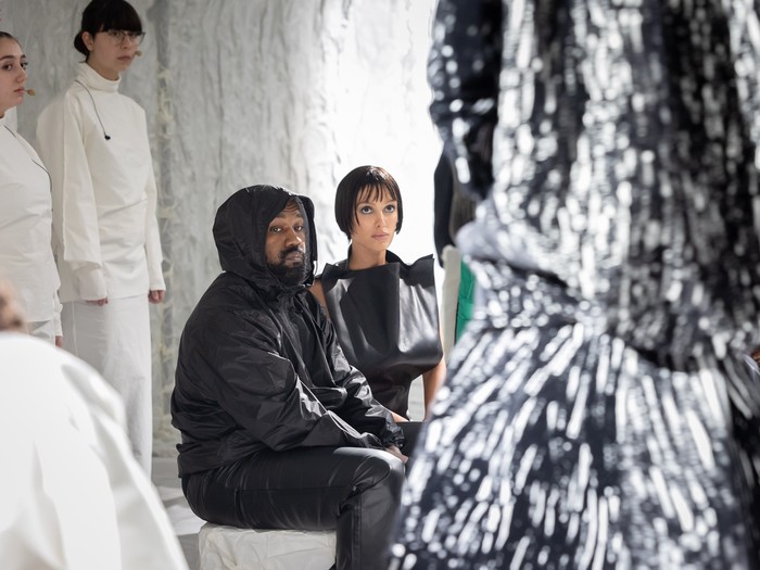MILAN, ITALY - FEBRUARY 21: Luna Maya wears a colored floral print gathered mini dress, white boots, outside Onitsuka Tiger , during the Milan Fashion Week - Womenswear Fall/Winter 2024-2025 on February 21, 2024 in Milan, Italy. (Photo by Edward Berthelot/Getty Images)