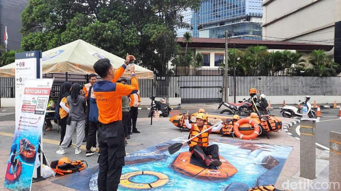Sosialisasi penanggulangan banjir BPBD DKI Jakarta di CFD. (Annisa/detikcom)