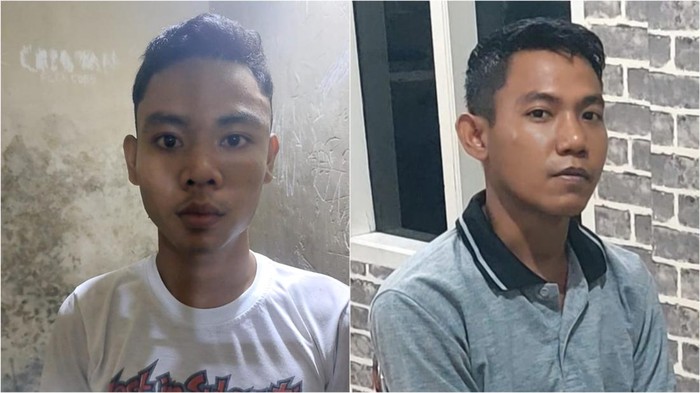 Tampang dua pelaku yang membunuh Adios saat diamankan polisi.