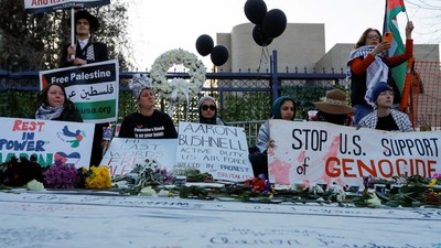 Aksi Solidaritas Warga AS untuk Aaron Bushnell yang Bakar Diri Bela Palestina