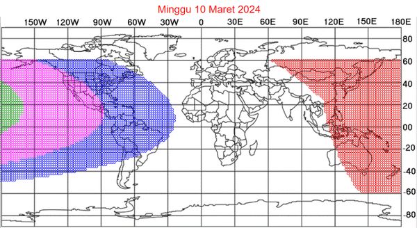 Grafik prediksi hilal awal Ramadhan 2024