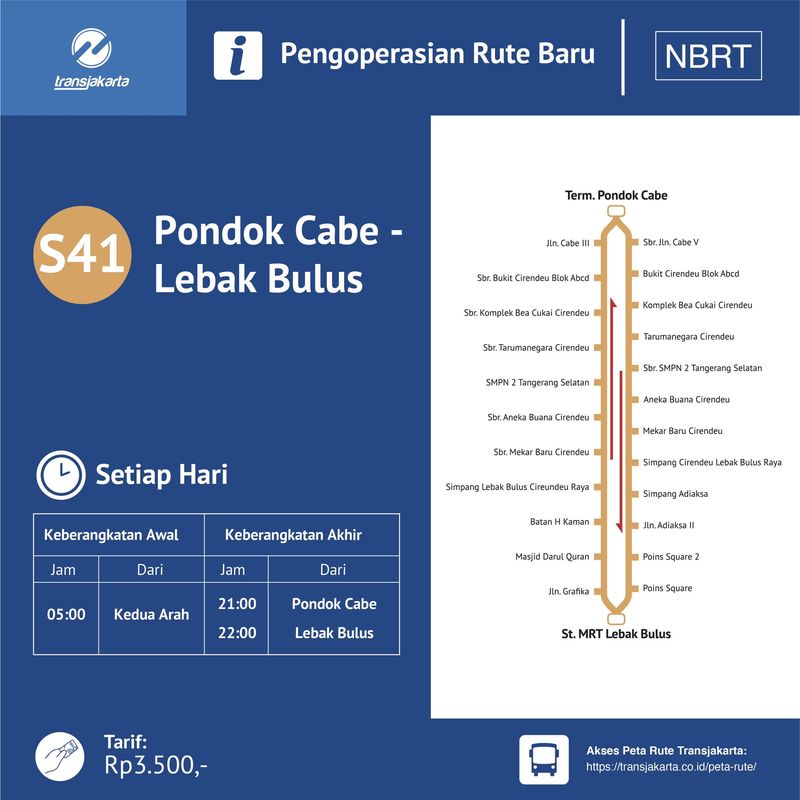 Foto: Rute TransJakarta Pondok Cabe-Lebak Bulus (Dok. TransJakarta)