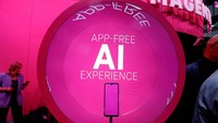 Deutsche Telekoms application free concept AI mobile phone is displayed, at the 2024 Mobile World Congress (MWC) in Barcelona, Spain February 26, 2024. REUTERS/Albert Gea
