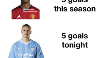 Haaland cetak 5 gol dalam semalam, Rasford 5 gol sepanjang musim ini. Foto: Twitter