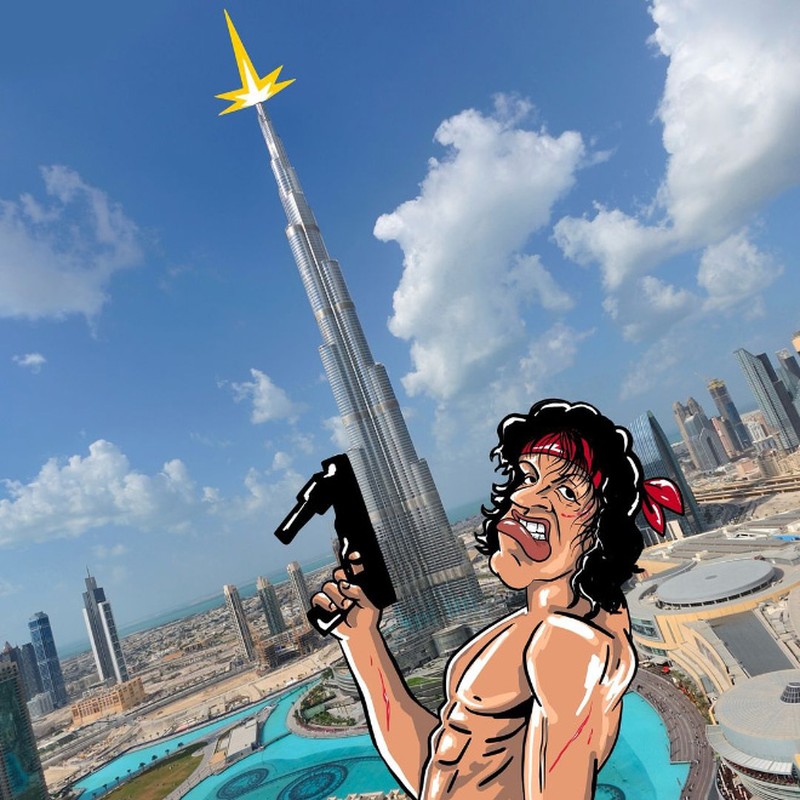 Ilustrasi di pemandangan ikonik