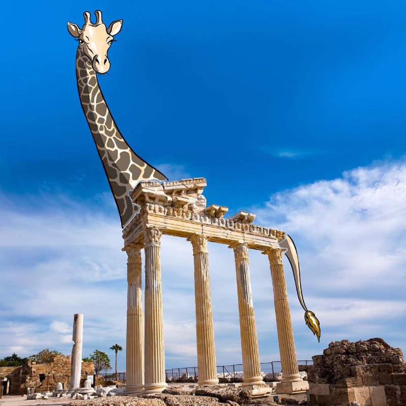 Ilustrasi di pemandangan ikonik