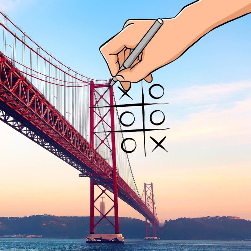 Ilustrasi di pemandangan ikonik