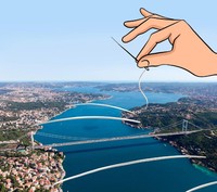 Ilustrasi di pemandangan ikonik