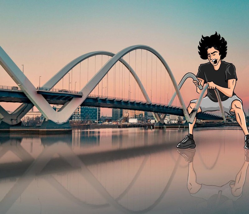 Ilustrasi di pemandangan ikonik