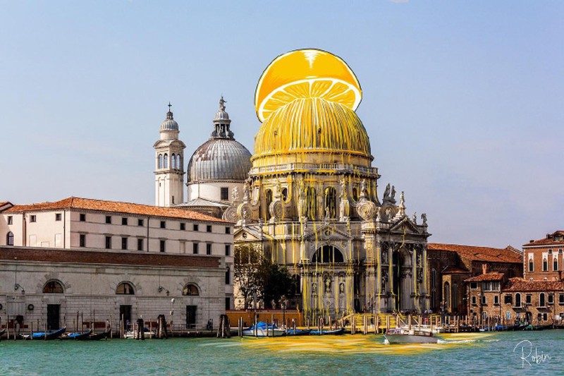 Ilustrasi di pemandangan ikonik