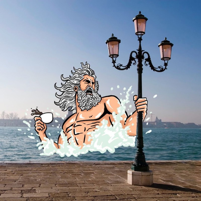 Ilustrasi di pemandangan ikonik