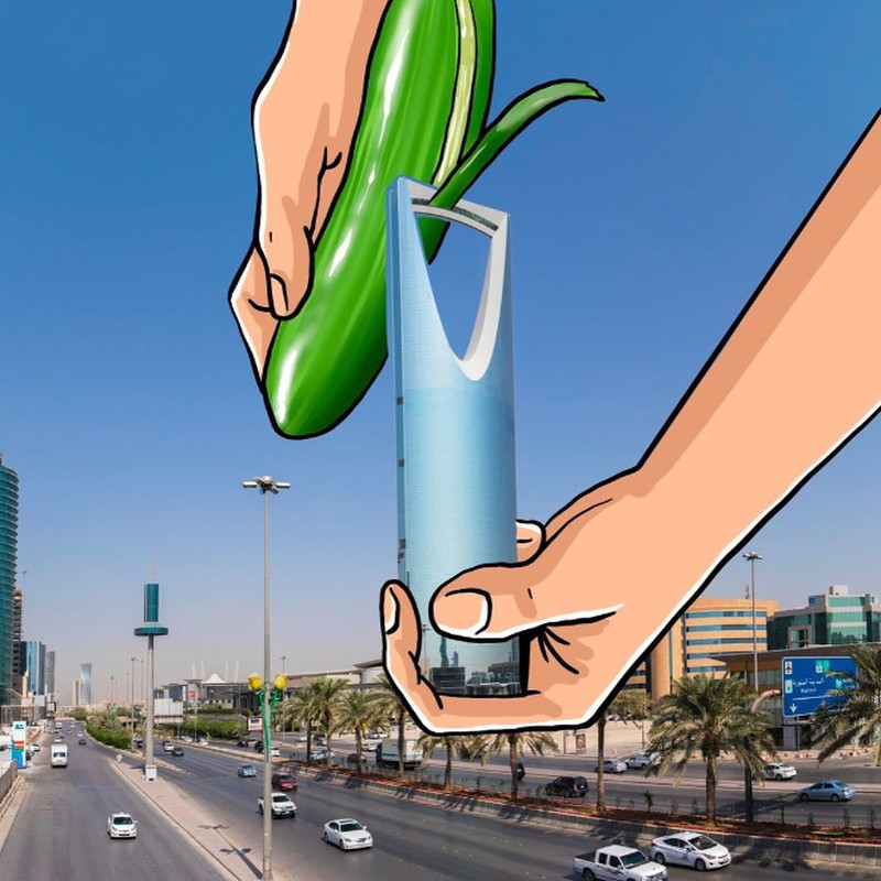 Ilustrasi di pemandangan ikonik