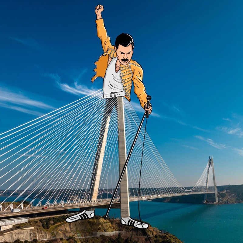 Ilustrasi di pemandangan ikonik