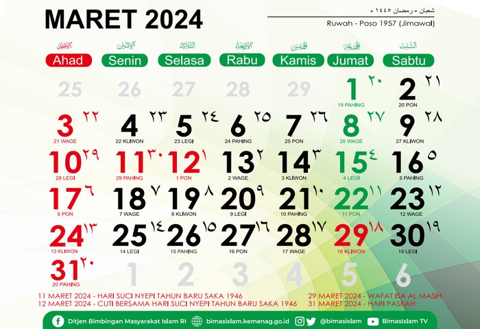 Kalender Maret 2024.