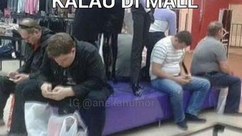 Suami siaga yang siap menunggu istri berburu diskonan. Foto: Instagram/anekahumor