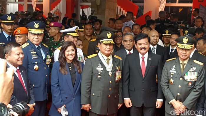 Prabowo Subianto dalam momen penganugerahan Jenderal Kehormatan TNI. (Wildan Noviansah/detikcom).
