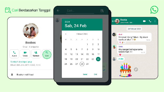 Fitur pencarian berdasarkan tanggal di WhatsApp