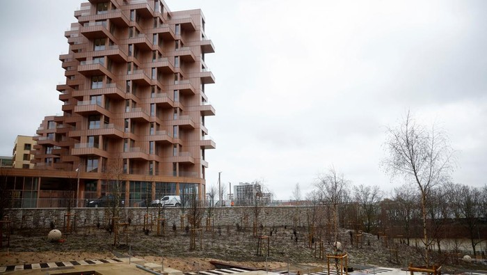 General view of accommodation buildings for athletes inside the Olympic and Paralympic Village ahead of the Paris 2024 Olympic Games in Saint-Ouen-sur-Seine near Paris, France, February 26, 2024. REUTERS/Sarah Meyssonnier