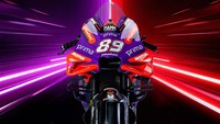 Motor tunggangan Jorge Martin dan Franco Morbidelli musim 2024 ini dibalut warna merah dan ungu.  Foto: Dok. Prima Pramac Racing MotoGP