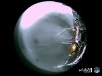 Intuitive Machines Odysseus lunar lander is seen at its landing at the Malapert A site on the Moon February 27, 2024, in an image taken using its narrow-field-of-view camera. Intuitive Machines/Handout via REUTERS    THIS IMAGE HAS BEEN SUPPLIED BY A THIRD PARTY. NO RESALES. NO ARCHIVES. MANDATORY CREDIT