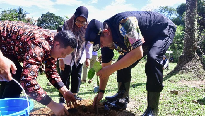 Pj Gubernur Sulsel saat menanam bibit nangka di Pangkep.