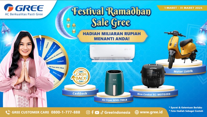 Promo Ramadan Gree, Beli AC Dapat Motor Listrik-Uang Miliaran Rupiah