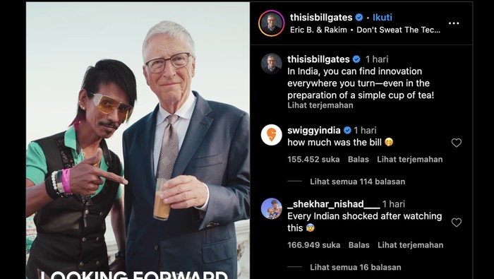 Bill Gates menikmati teh susu atau chai India