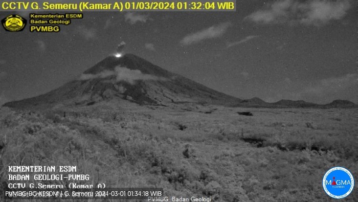 G. Semeru pada hari Jumat, 01 Maret 2024, pukul 01:31 WIB