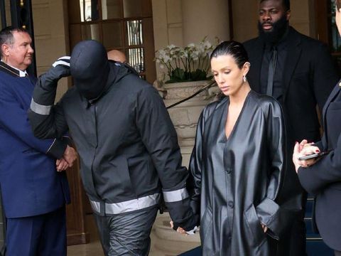 PARIS, FRANCE - FEBRUARY 28: Kanye West and Bianca Censori are seen leaving their hotel on February 28, 2024 in Paris, France. (Photo by MEGA/GC Images)