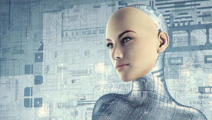 Futuristic female cyborg.