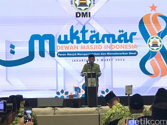 Ketua Umum DMI Jusuf Kalla (JK) di Pembukaan Muktamar DMI, 1 Maret 2024. (FIrda CAA/detikcom)