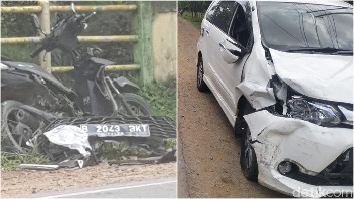 Motor dan Avanza ringsek usai adu banteng di Jalinsum Banyuasin.