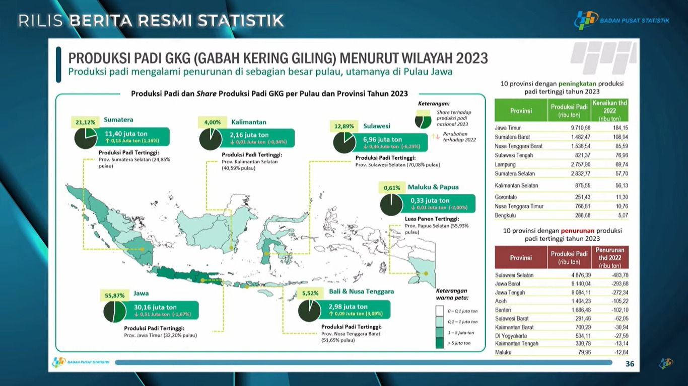 Produksi padi. (YouTube/BPS Statistics)