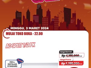 AC Split 1/2 PK Transmart Full Day Sale Diskon Sampai Rp 1,5 juta