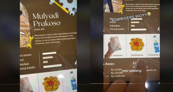 Viral Riders Kuli Jawa Minta Nasi Padang dan Gorengan Sebelum Kerja