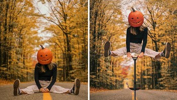 Perempuan dengan kepala labu. Foto: Reddit via Boredpanda