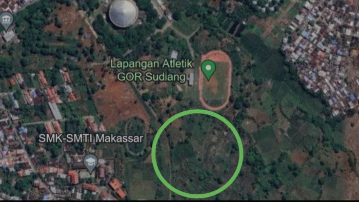 Pantauan satelit titik pembangunan stadion di kawasan GOR Sudiang Makassar.