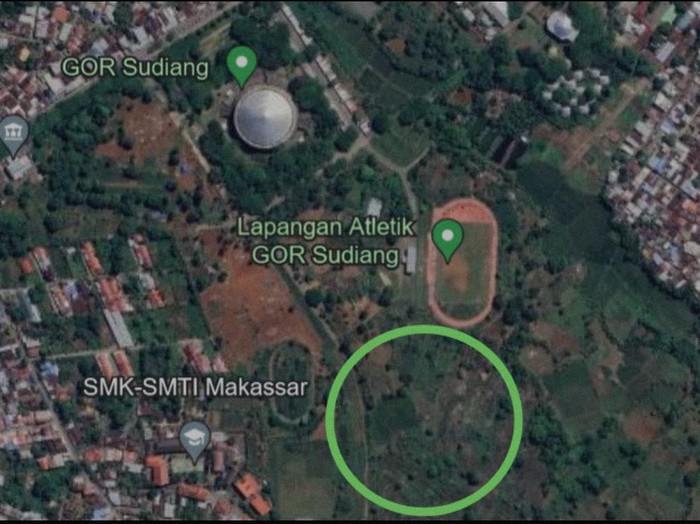 Pantauan satelit titik pembangunan stadion di kawasan GOR Sudiang Makassar.