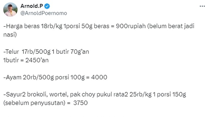 Tanggapi Jatah Makan Siang Rp 15.000, Begini Hitungan Chef Arnold