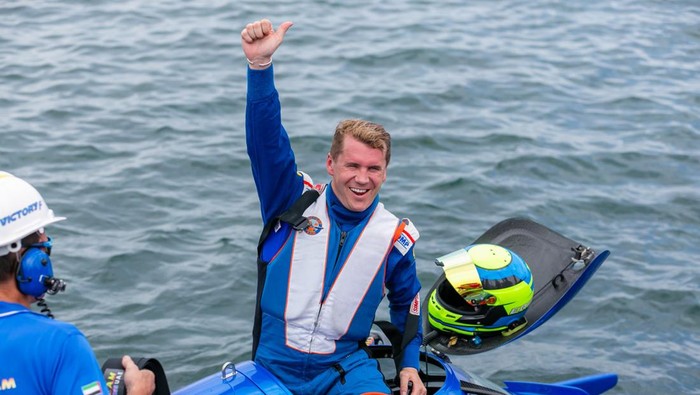 F1 Powerboat 2024 di Danau Toba sudah dimulai, Sabtu (2/3/2024). Jadi pemenang di sprint race adalah pebalap Victory Team Erik Stark.