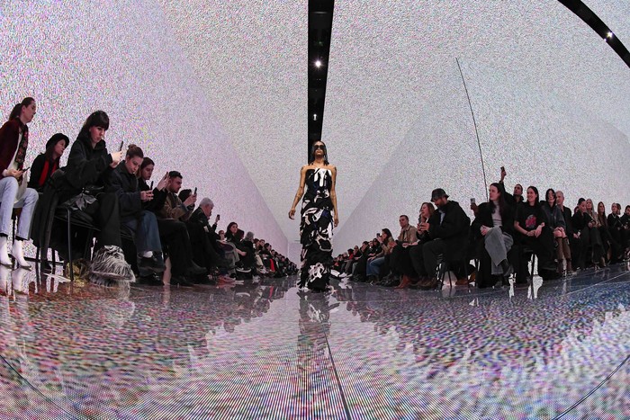 PARIS, FRANCE - MARCH 03: A model walks the runway during the Balenciaga Ready to Wear Fall/Winter 2024-2025 fashion show as part of the Paris Fashion Week on March 3, 2024 in Paris, France. (Photo by Victor VIRGILE/Gamma-Rapho via Getty Images)