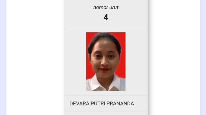 Devara Putri (Tangkapan layar situs KPU).