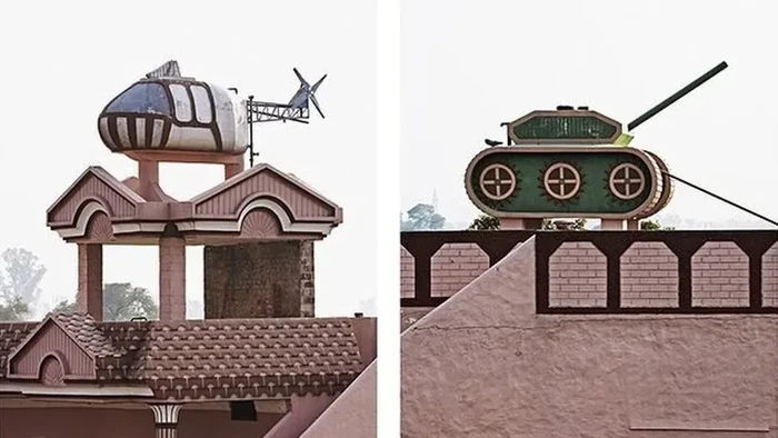 Foto helikopter dan tank di India