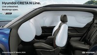 Di luar perbedaan eksterior, fitur-fitur pada Hyundai Creta N Line selebihnya mirip-mirip seperti Hyundai Creta model lainnya. Hyundai Creta N Line bakal hadir dengan 42 fitur keselamatan standar termasuk 6 airbag, Electronic Stability Control (ESC), rem parkir elektronik dengan auto hold, Hill Assist Control (HAC) dan lebih dari 70 fitur keselamatan canggih yang menawarkan perlindungan maksimal di jalan. Foto: Dok. Hyundai India