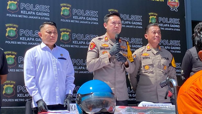 Konferensi pers Polsek Kelapa Gading (Tina/detikcom)