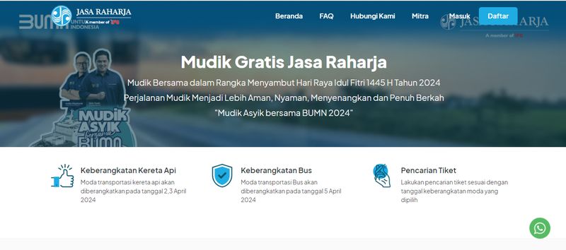 Mudik Gratis Jasa Raharja Lebaran 2024