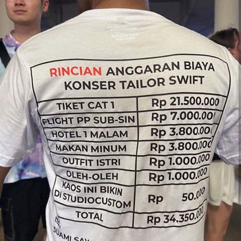 Pakaian dengan rincian biaya konser di Eras Tour Taylor Swift