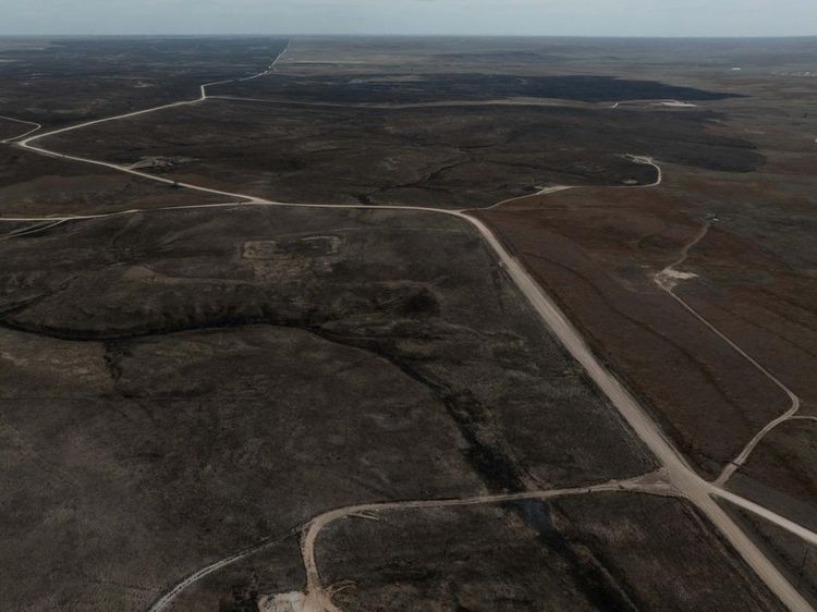 Foto Udara Lahan yang Hangus Terbakar di Texas