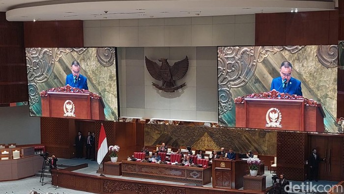 Wakil Ketua DPR RI Sufmi Dasco Ahmad dalam rapat paripurna ke-13 di Gedung DPR RI, Jakarta Pusat, Selasa (5/3/2024).